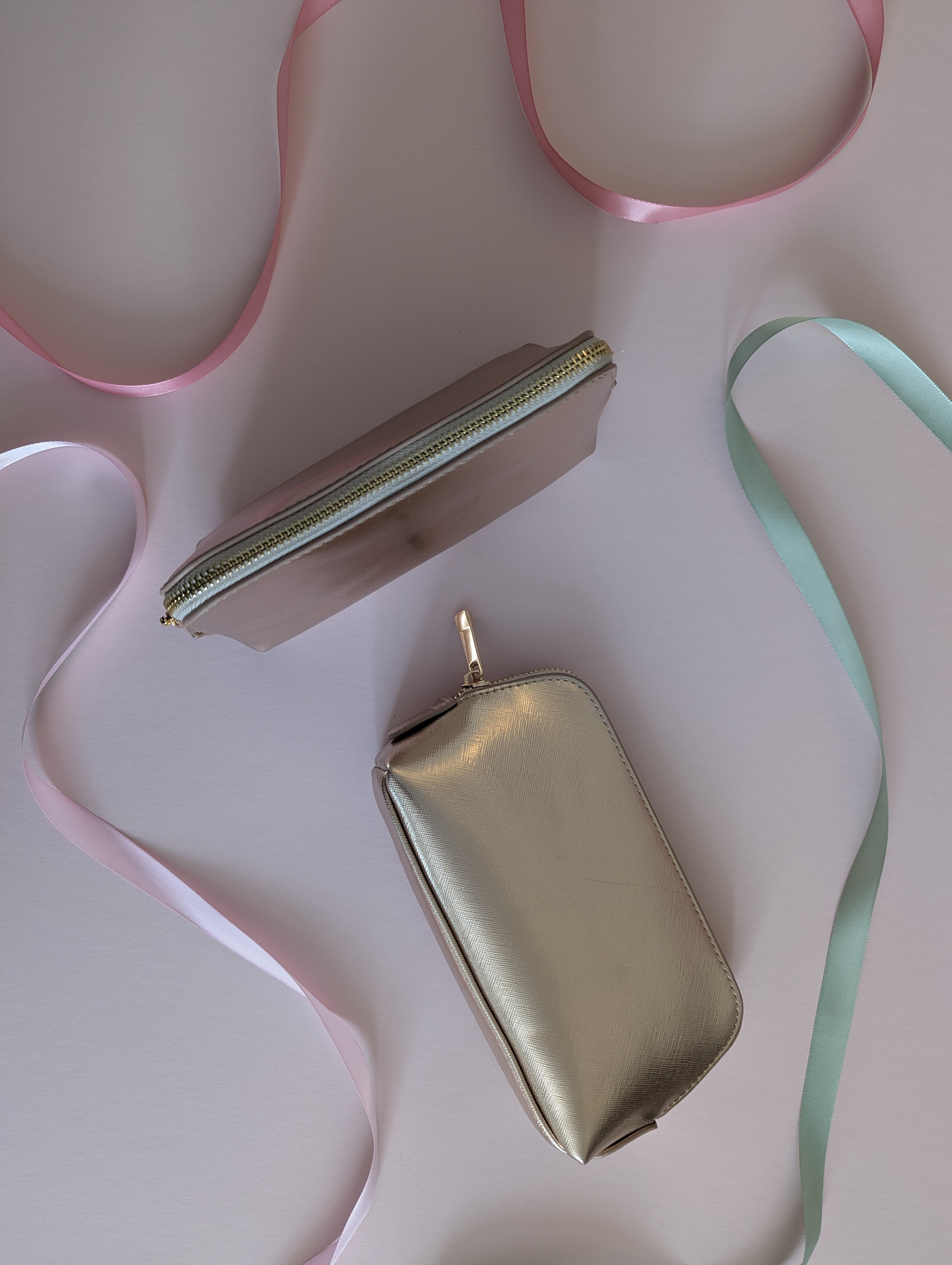 Rose Gold Leather Zipped Pencil Case