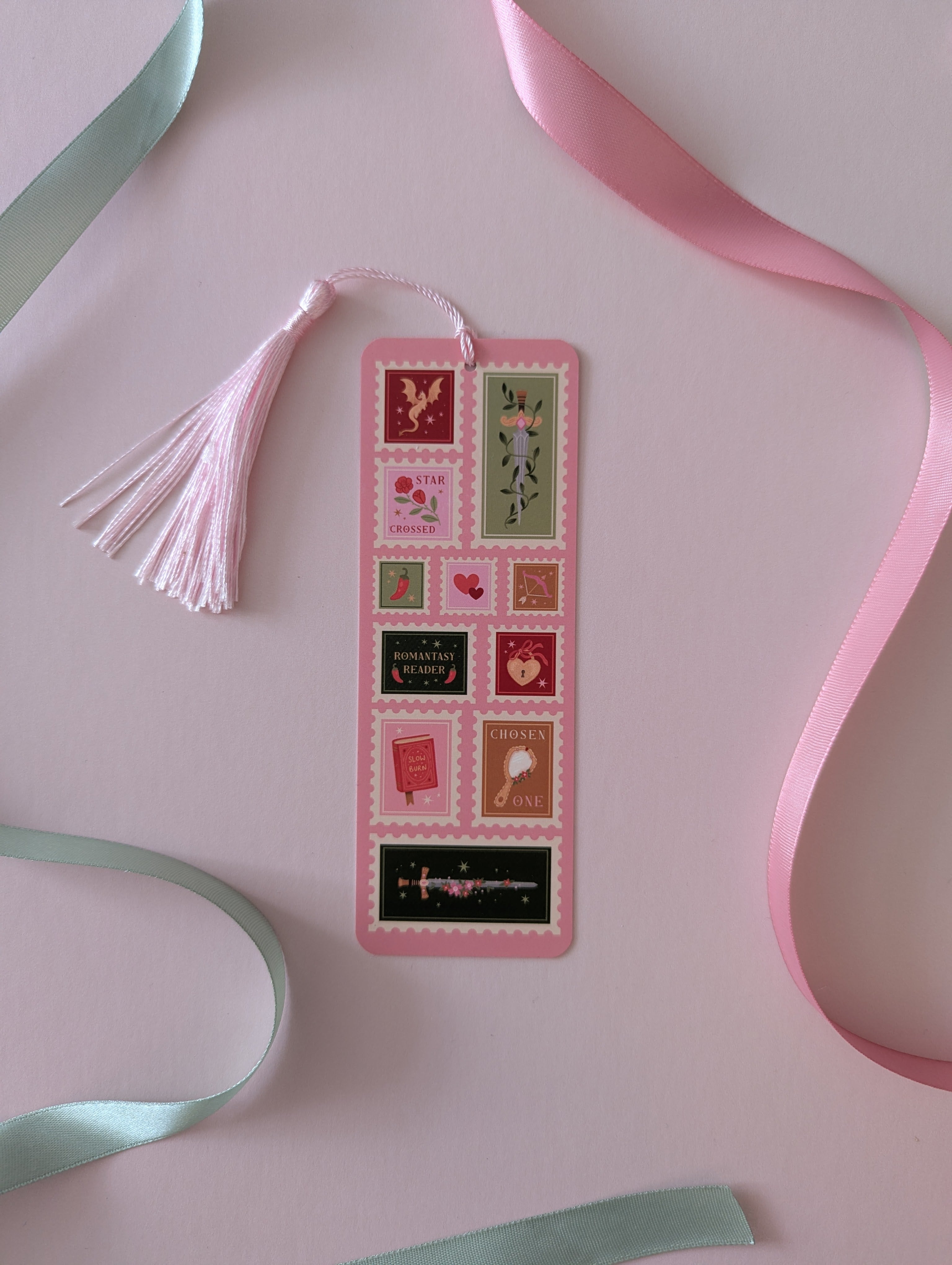 Romantasy Pink Tassel Bookmark